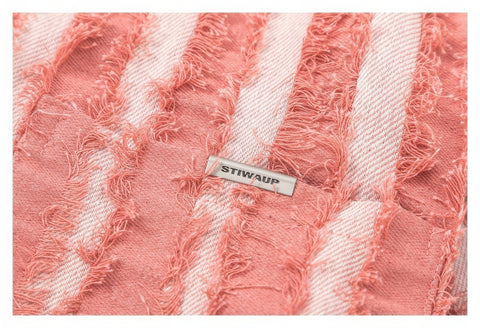 Pink Fringe Vintage Denim Work Jacket with Stripes