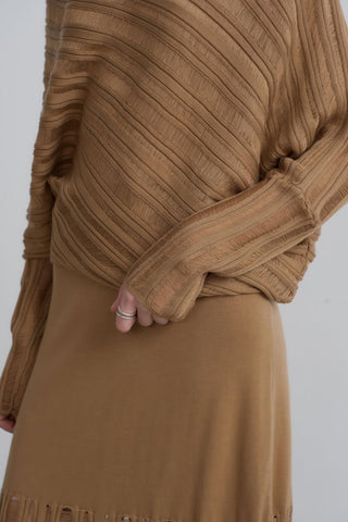 Casual Knit Top with Openwork Detail - 4inme 