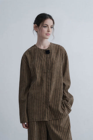 Casual Striped Floral Button Shirt for Fall - 4inme 