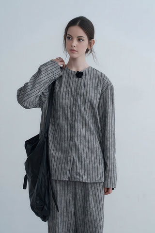 Casual Striped Floral Button Shirt for Fall - 4inme 