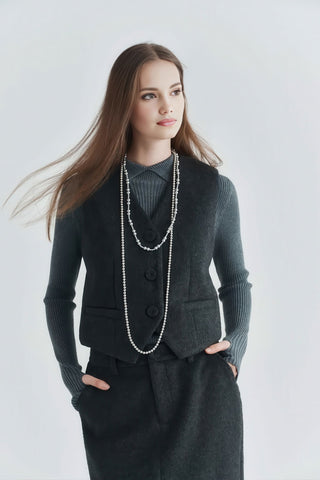 Classic Cashmere Wool Vest - Women's Autumn/Winter Layered Look - 4inme 