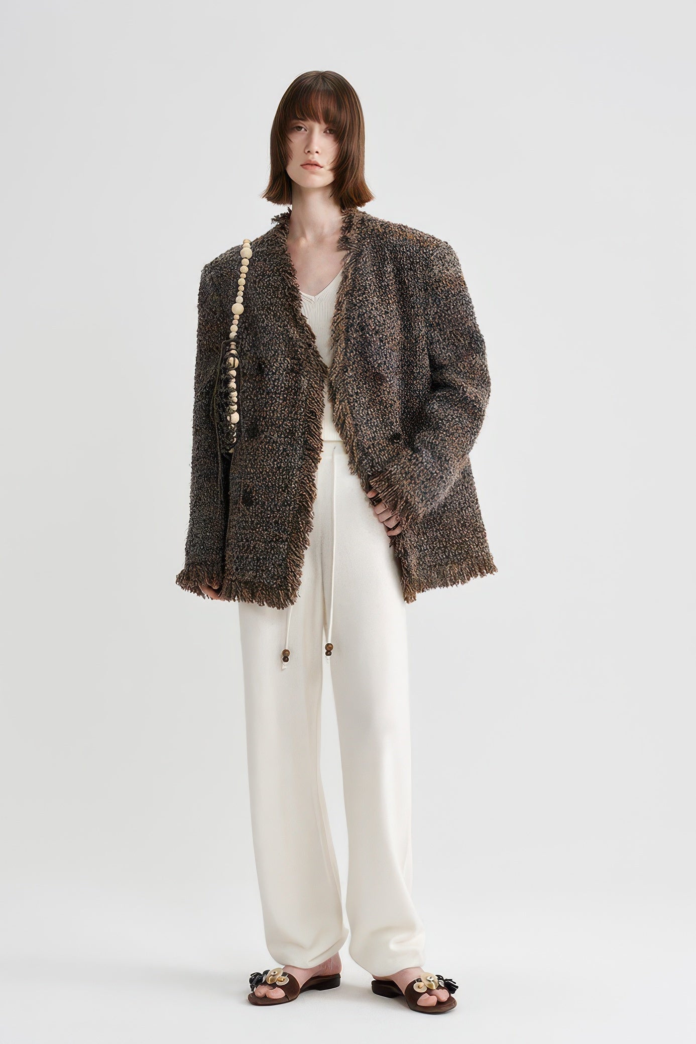 Coco-Style Tweed Coat - Retro Fringe Trim for Fall - 4inme 