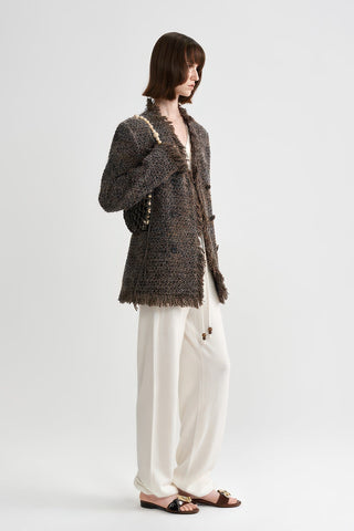 Coco-Style Tweed Coat - Retro Fringe Trim for Fall - 4inme 