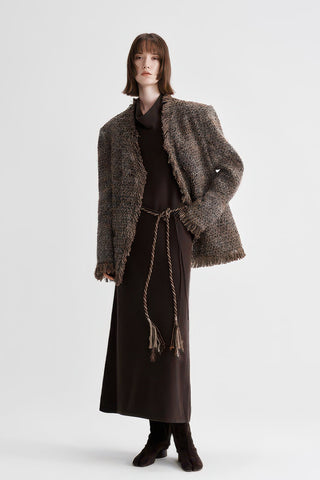 Coco-Style Tweed Coat - Retro Fringe Trim for Fall - 4inme 