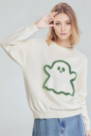 Cozy Ghost Knit Sweater - Unisex Fun with a Quirky Twist - 4inme 