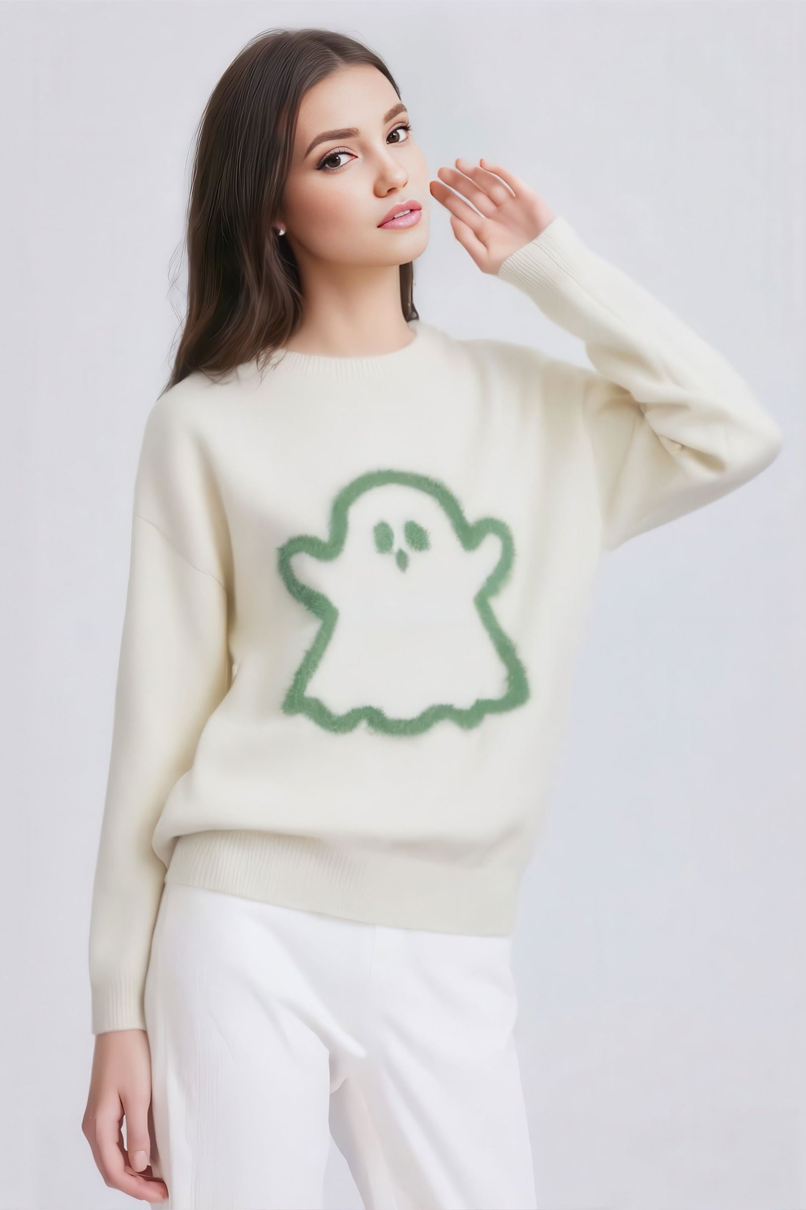 Cozy Ghost Knit Sweater - Unisex Fun with a Quirky Twist - 4inme 