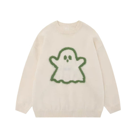 Cozy Ghost Knit Sweater - Unisex Fun with a Quirky Twist - 4inme 