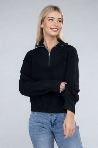 Cozy Half-Zip Cashmere Sweater - 4inme 