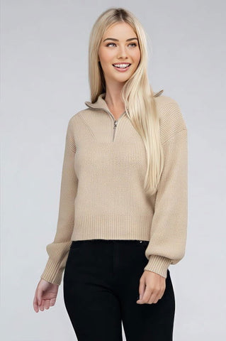 Cozy Half-Zip Cashmere Sweater - 4inme 