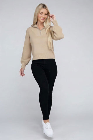 Cozy Half-Zip Cashmere Sweater - 4inme 