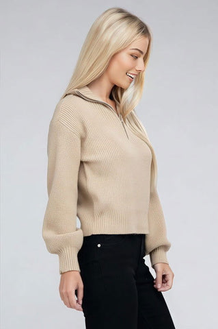 Cozy Half-Zip Cashmere Sweater - 4inme 