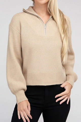 Cozy Half-Zip Cashmere Sweater - 4inme 