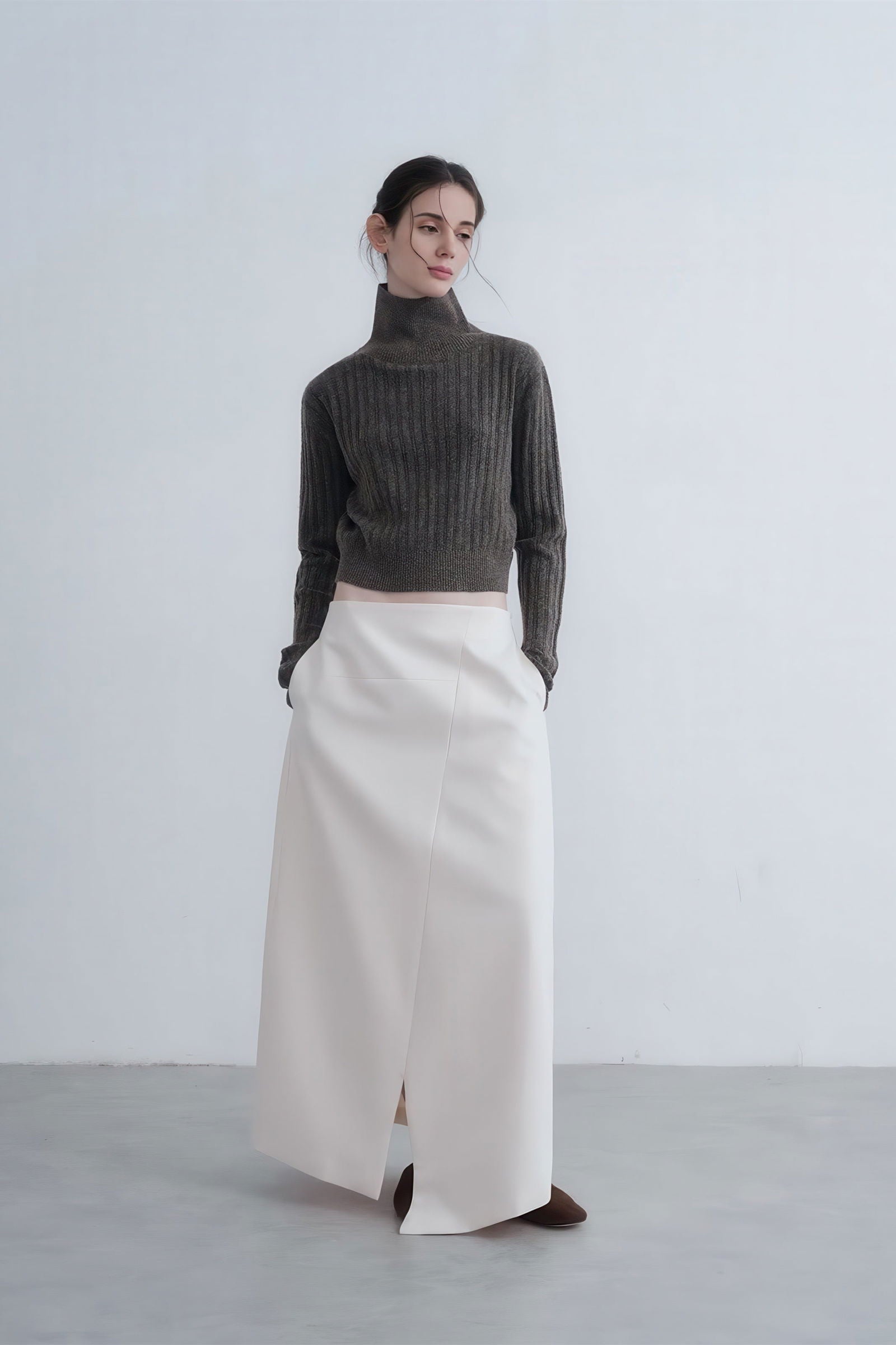 Edgy Asymmetrical Buttoned Slit Skirt - 4inme 