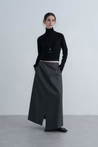 Edgy Asymmetrical Buttoned Slit Skirt - 4inme 