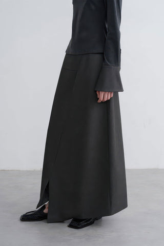 Edgy Asymmetrical Buttoned Slit Skirt - 4inme 