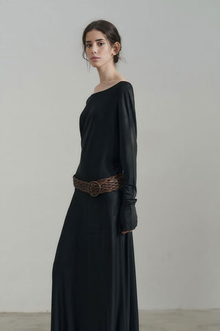Elegant French Off-Shoulder Asymmetric Maxi Gown - 4inme 