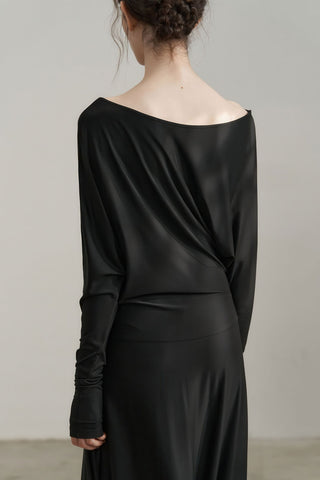 Elegant French Off-Shoulder Asymmetric Maxi Gown - 4inme 