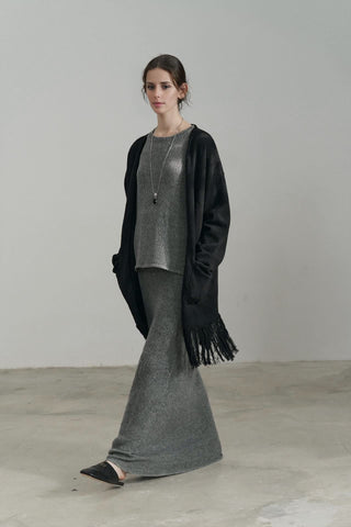 Elegant Knit A-Line Midi Skirt - Slim Fit - 4inme 