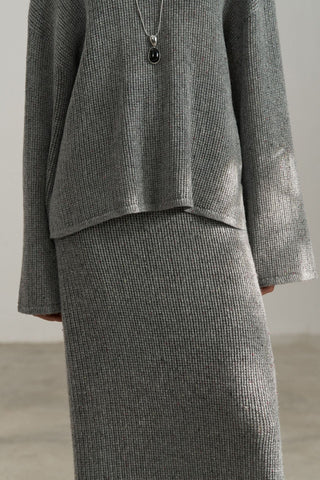 Elegant Knit A-Line Midi Skirt - Slim Fit - 4inme 