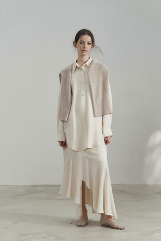 Elegant Satin Long Shirt Dress with Sleeves - 4inme 