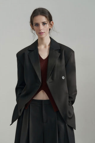 Flattering Single-Button Blazer - Slim Fit for Fall - 4inme 