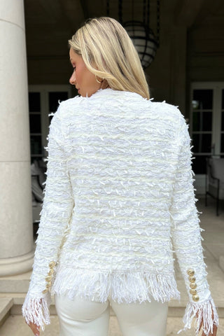 French Chic Tassel Knit Cardigan - White - 4inme 