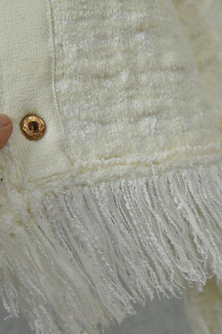 French Chic Tassel Knit Cardigan - White - 4inme 
