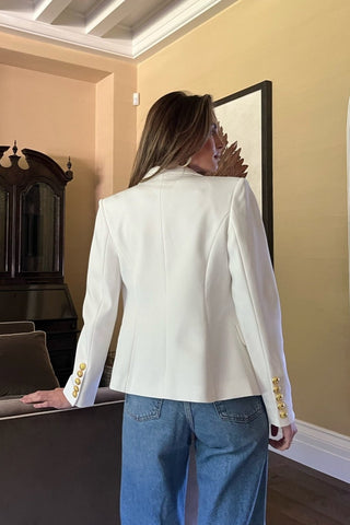 White Double-Breasted Blazer - 4inme 