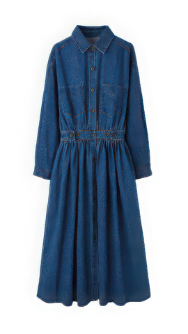 High-Waist Denim Maxi Dress - 4inme 