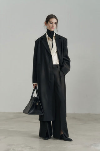 Luxe Longline Black Blazer - Elegant Commute Essential - 4inme 