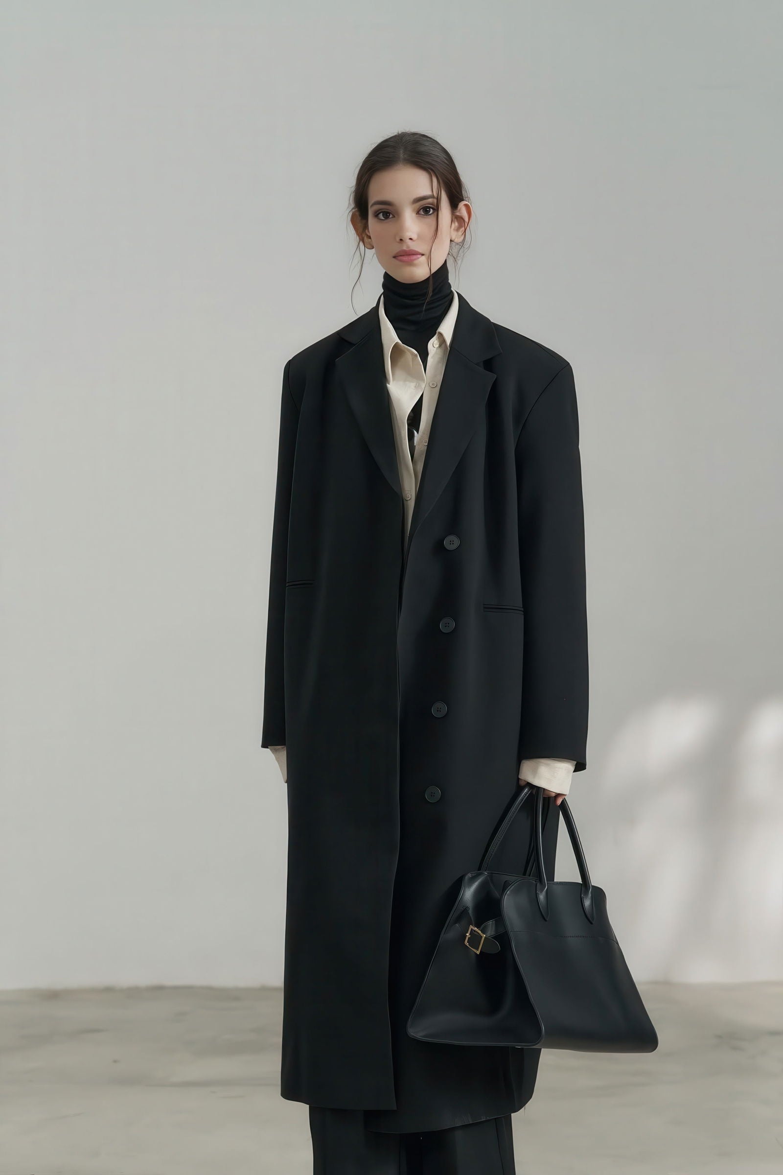 Luxe Longline Black Blazer - Elegant Commute Essential - 4inme 