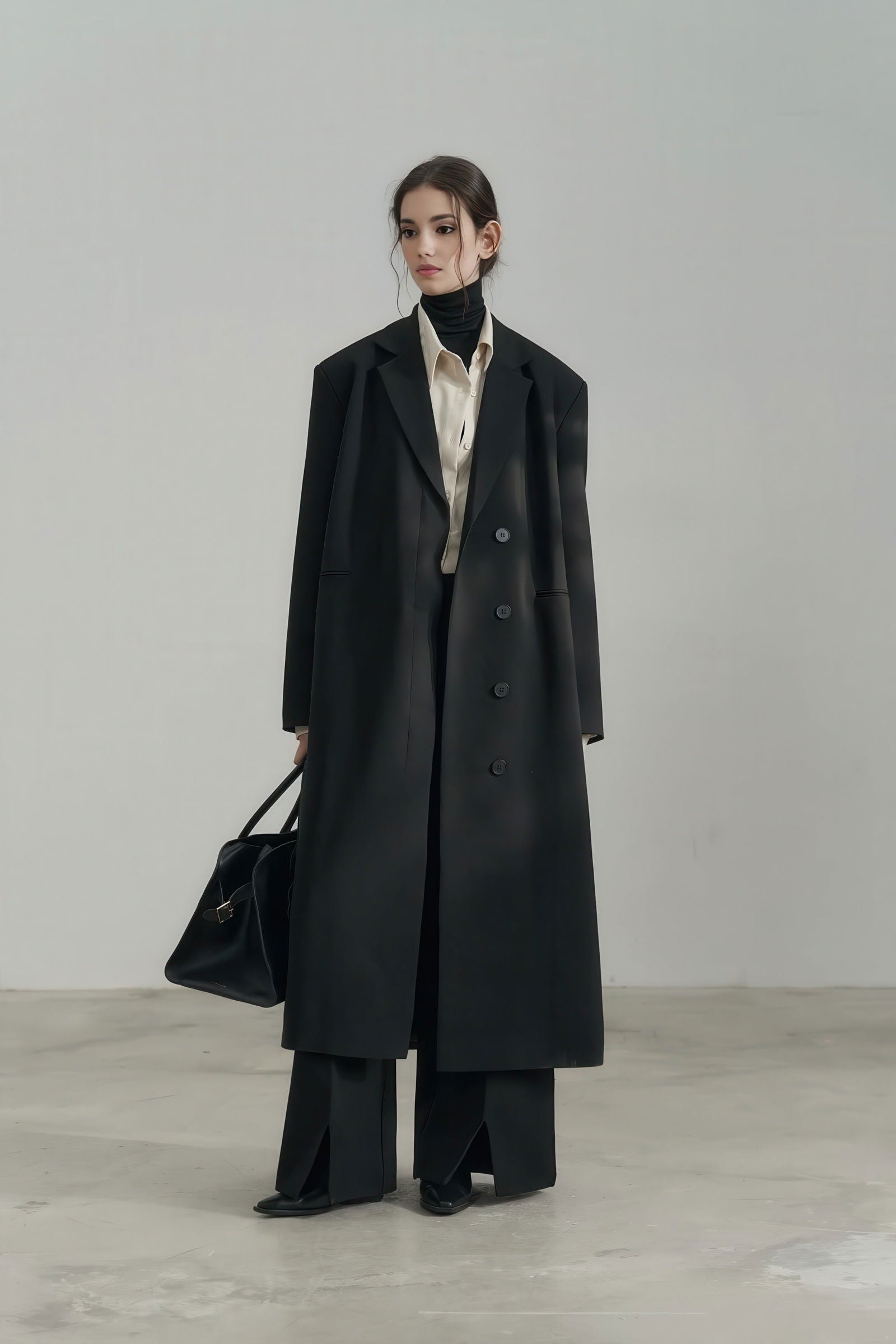 Luxe Longline Black Blazer - Elegant Commute Essential - 4inme 