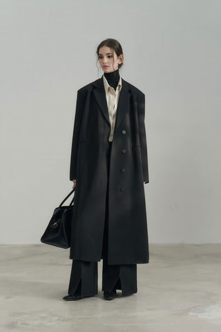 Luxe Longline Black Blazer - Elegant Commute Essential - 4inme 