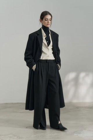 Luxe Longline Black Blazer - Elegant Commute Essential - 4inme 