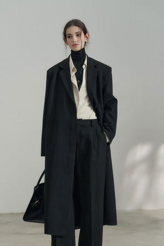 Luxe Longline Black Blazer - Elegant Commute Essential - 4inme 