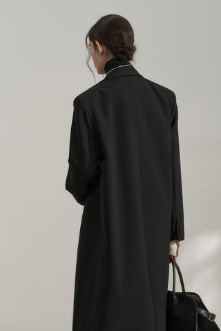 Luxe Longline Black Blazer - Elegant Commute Essential - 4inme 