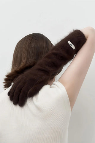 Luxe Otter Fur Gloves - Vintage-Inspired Five-Finger Design - 4inme 