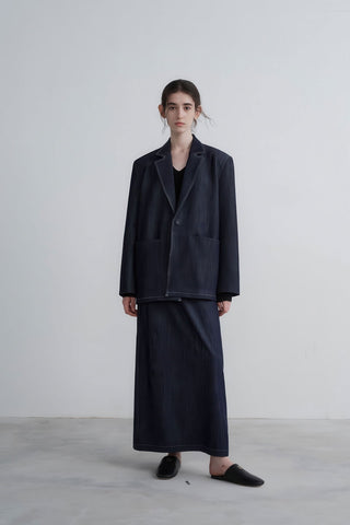 Luxe Oversized Denim Blazer - Casual Autumn Elegance - 4inme 