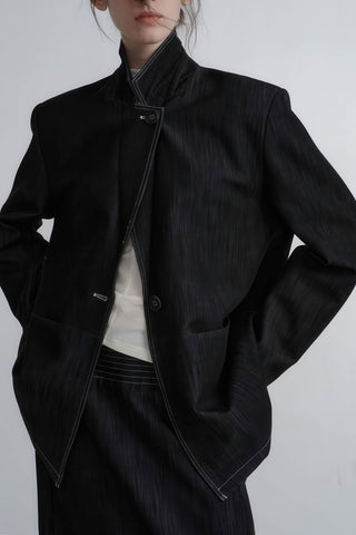 Luxe Oversized Denim Blazer - Casual Autumn Elegance - 4inme 