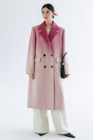 Luxe Wool Gradient Coat - Double-Faced Winter Elegance - 4inme 
