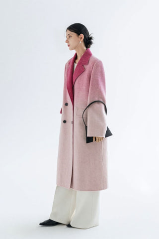 Luxe Wool Gradient Coat - Double-Faced Winter Elegance - 4inme 