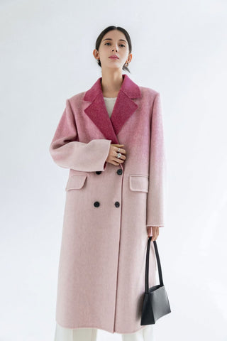 Luxe Wool Gradient Coat - Double-Faced Winter Elegance - 4inme 
