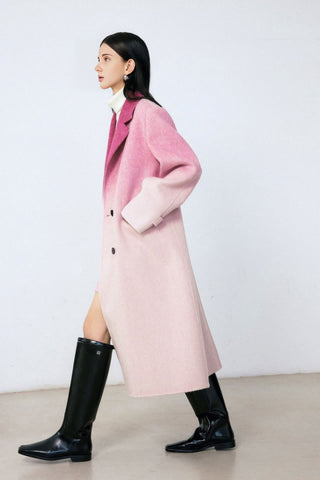 Luxe Wool Gradient Coat - Double-Faced Winter Elegance - 4inme 