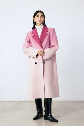 Luxe Wool Gradient Coat - Double-Faced Winter Elegance - 4inme 