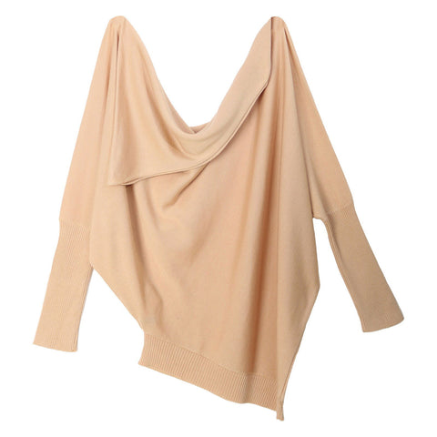 One-Shoulder Tencel Batwing Sweater - 4inme 