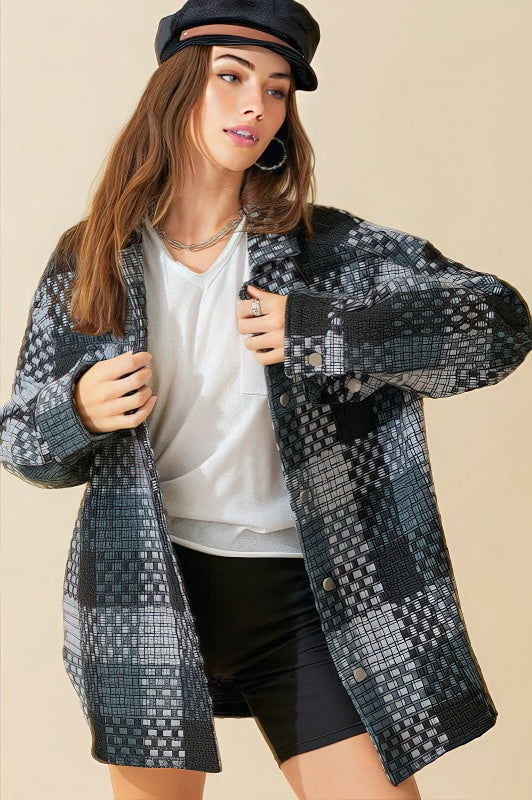 Plaid Woven Casual Cardigan - 4inme 