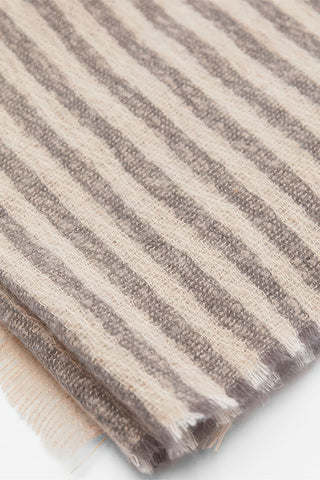 Plush Brown Stripe Thick Wrap Scarf - 4inme 
