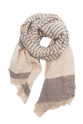 Plush Brown Stripe Thick Wrap Scarf - 4inme 