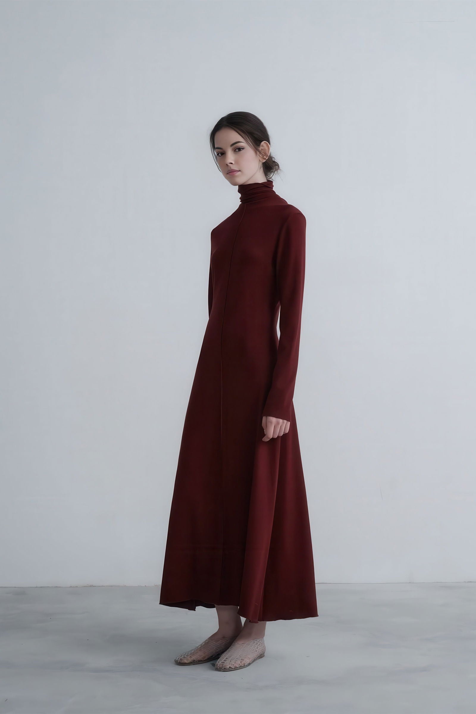 Refined Autumn Knit Turtleneck Maxi Dress - 4inme 