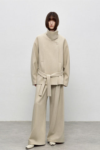 Refined Wool Coat - Mid-Length Luxe Old Money Style - 4inme 